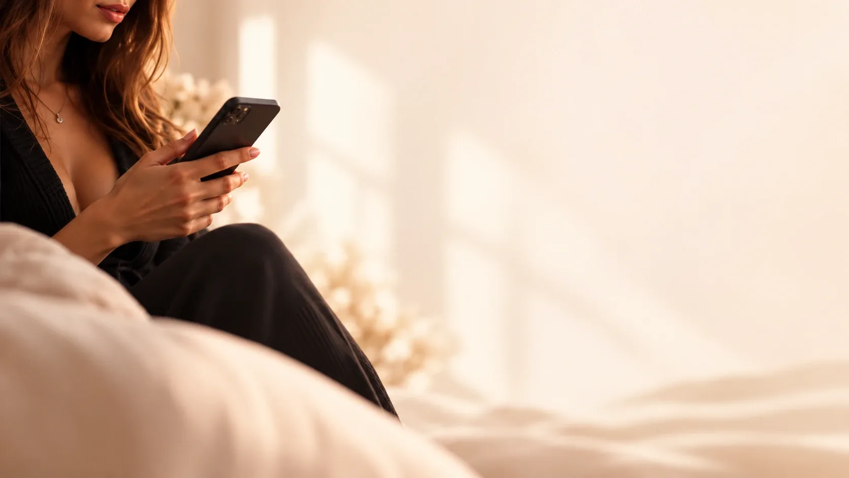 Mulher conversando pelo celular em um atendimento online sigiloso